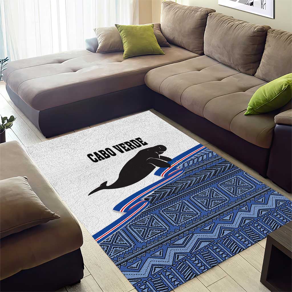 Cape Verde Manatee Area Rug Pattern With Flag Color - Wonder Print Shop