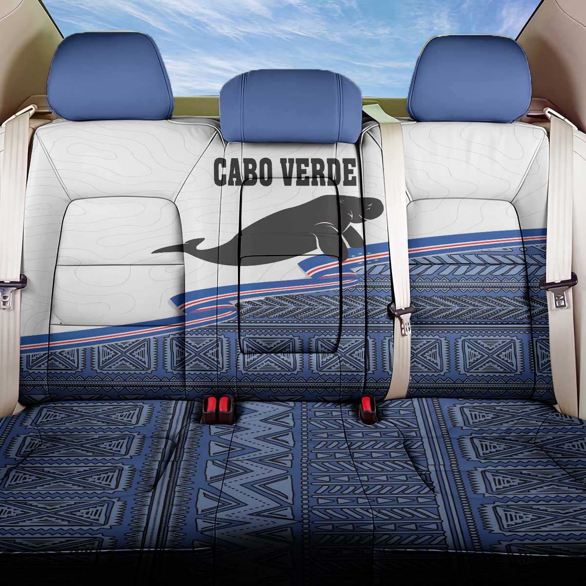 Cape Verde Manatee Back Car Seat Cover Pattern With Flag Color - Wonder Print Shop