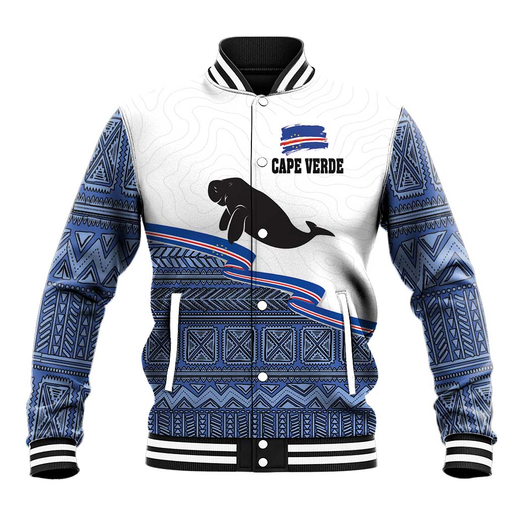 Cape Verde Manatee Baseball Jacket Pattern With Flag Color - Wonder Print Shop