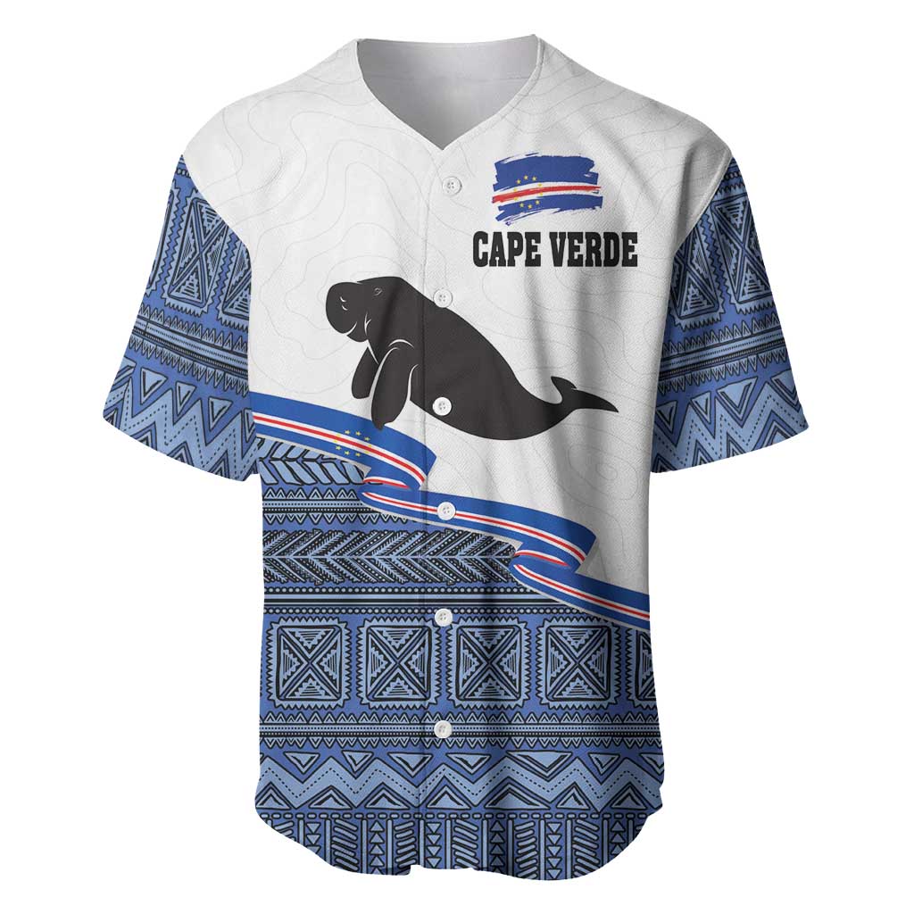 Cape Verde Manatee Baseball Jersey Pattern With Flag Color - Wonder Print Shop
