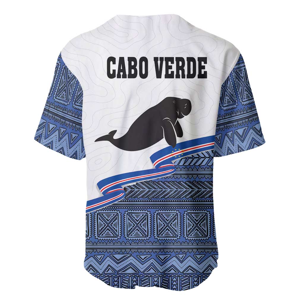 Cape Verde Manatee Baseball Jersey Pattern With Flag Color - Wonder Print Shop