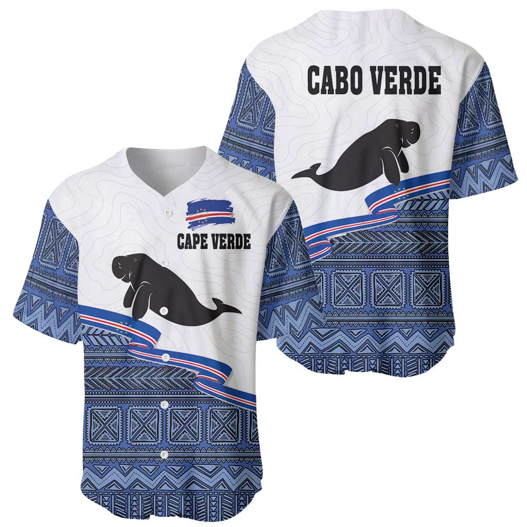 Cape Verde Manatee Baseball Jersey Pattern With Flag Color - Wonder Print Shop