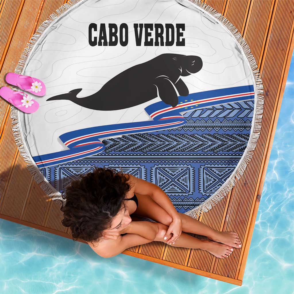 Cape Verde Manatee Beach Blanket Pattern With Flag Color - Wonder Print Shop