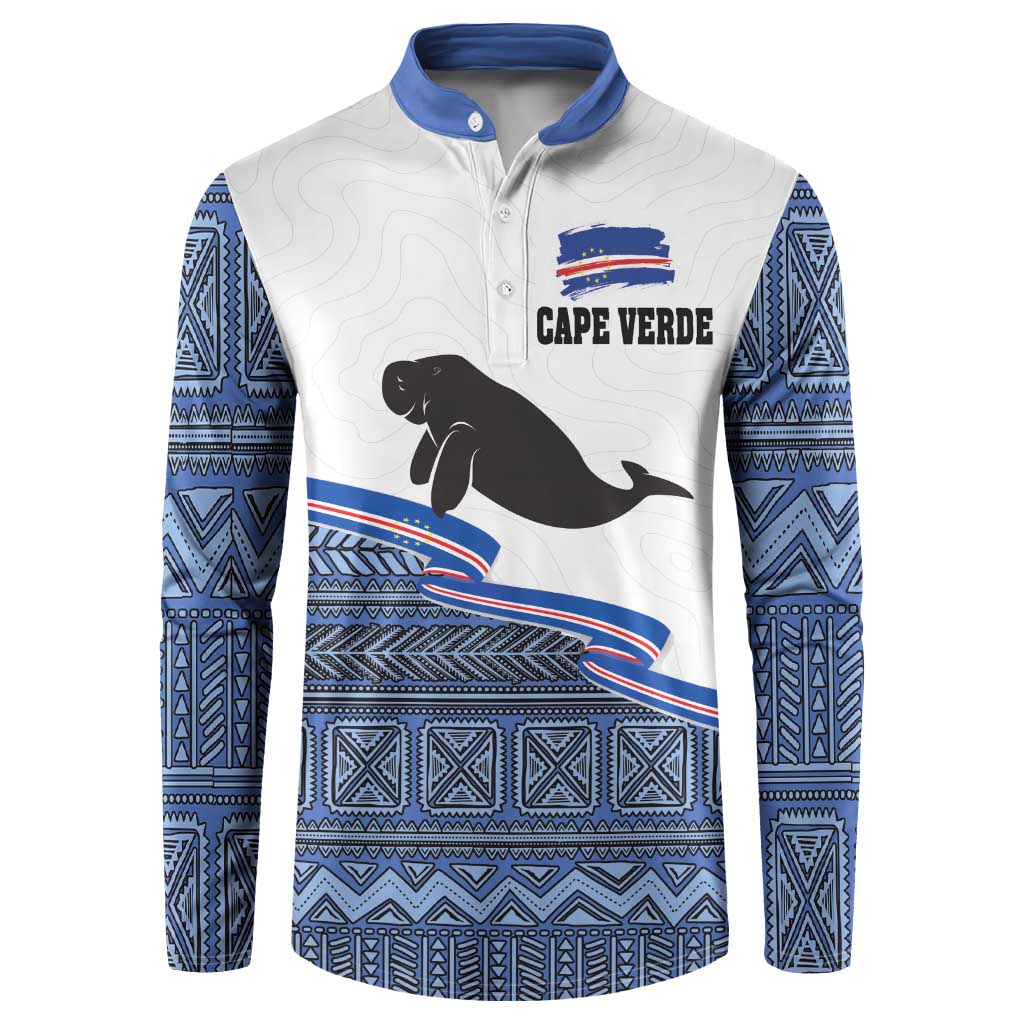 Cape Verde Manatee Button Sweatshirt Pattern With Flag Color - Wonder Print Shop