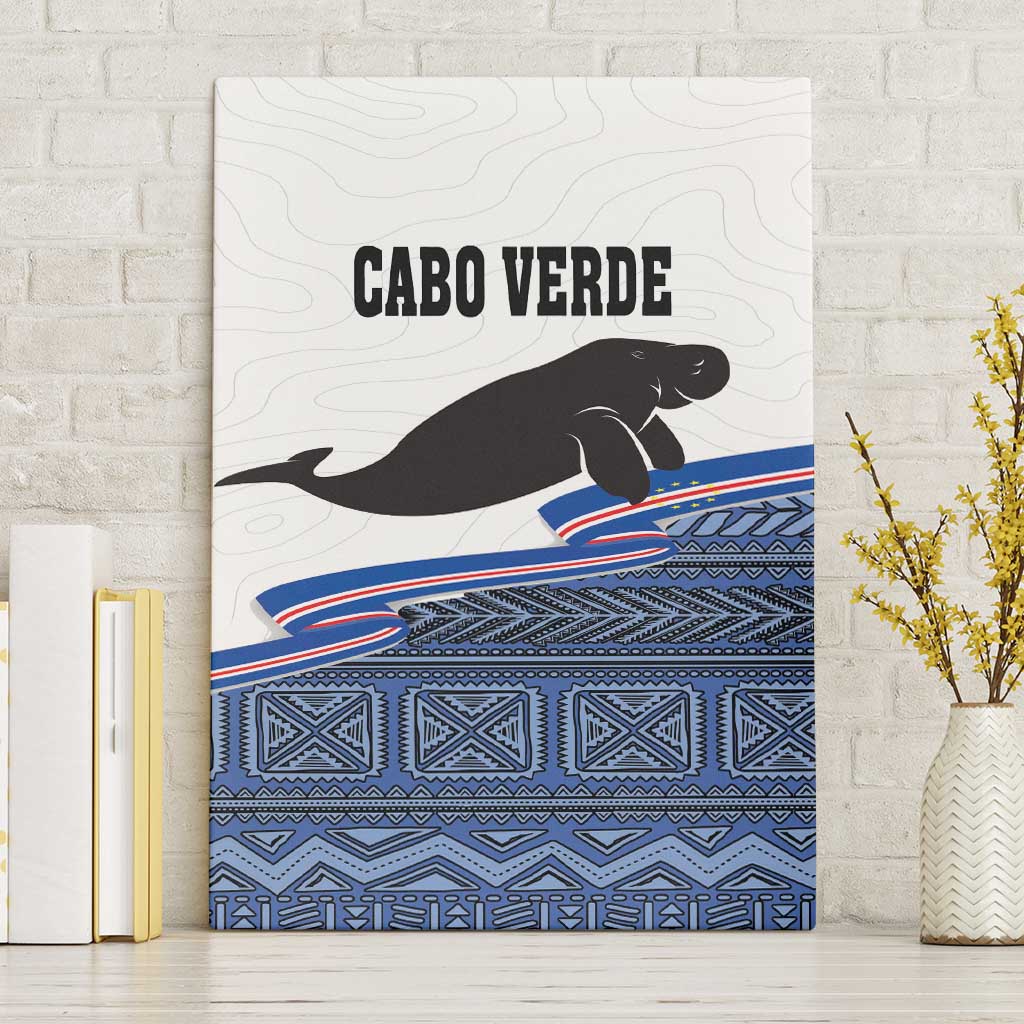 Cape Verde Manatee Canvas Wall Art Pattern With Flag Color - Wonder Print Shop