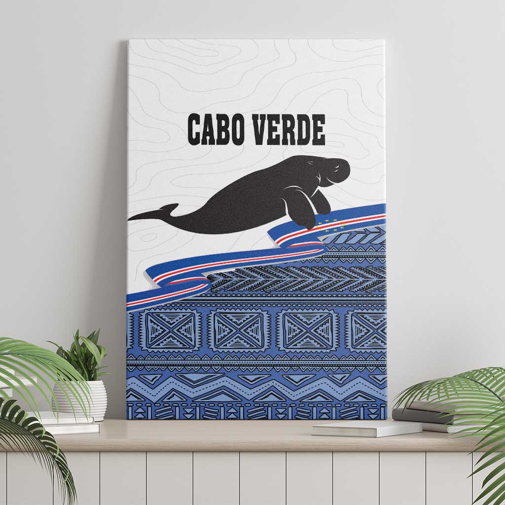 Cape Verde Manatee Canvas Wall Art Pattern With Flag Color - Wonder Print Shop
