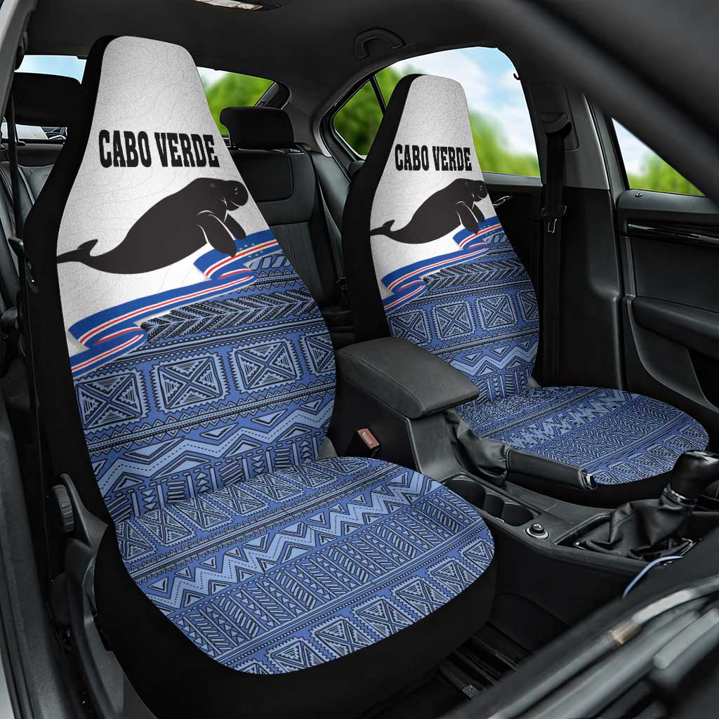 Cape Verde Manatee Car Seat Cover Pattern With Flag Color - Wonder Print Shop