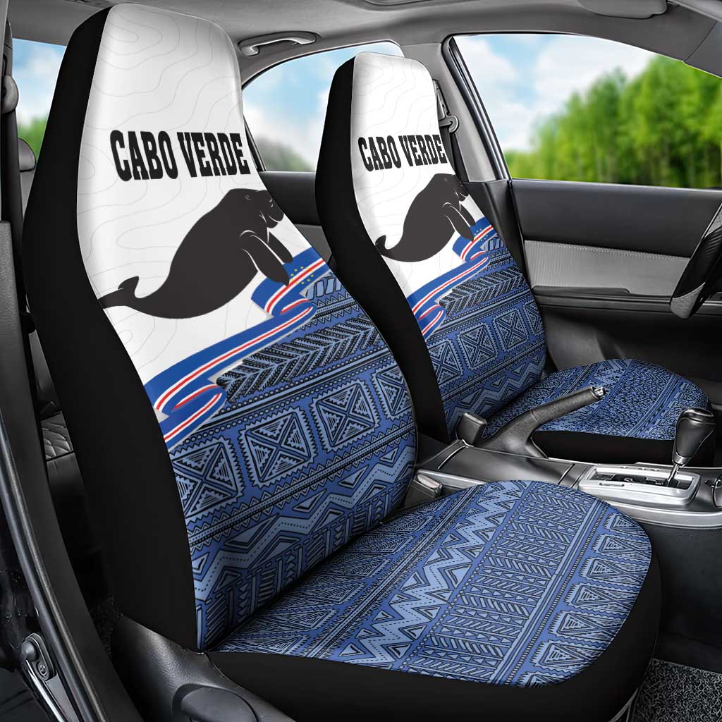 Cape Verde Manatee Car Seat Cover Pattern With Flag Color - Wonder Print Shop