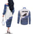 Cape Verde Manatee Couples Matching Off The Shoulder Long Sleeve Dress and Long Sleeve Button Shirt Pattern With Flag Color