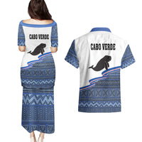 Cape Verde Manatee Couples Matching Puletasi and Hawaiian Shirt Pattern With Flag Color - Wonder Print Shop