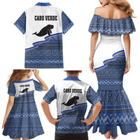 Cape Verde Manatee Family Matching Mermaid Dress and Hawaiian Shirt Pattern With Flag Color - Wonder Print Shop