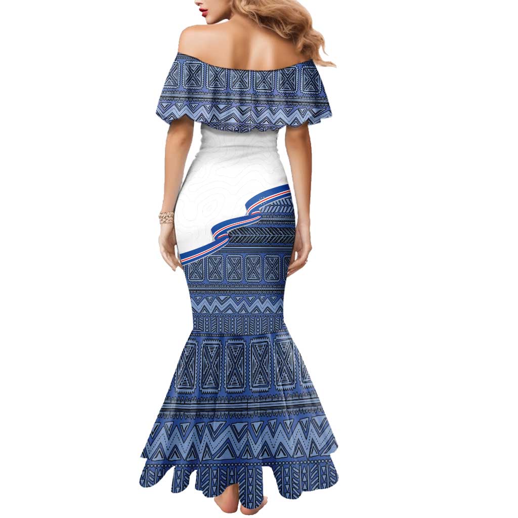 Cape Verde Manatee Family Matching Mermaid Dress and Hawaiian Shirt Pattern With Flag Color - Wonder Print Shop