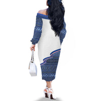 Cape Verde Manatee Family Matching Off The Shoulder Long Sleeve Dress and Hawaiian Shirt Pattern With Flag Color - Wonder Print Shop