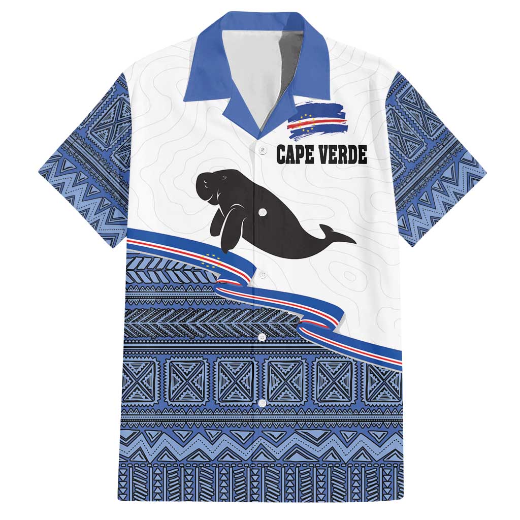 Cape Verde Manatee Family Matching Short Sleeve Bodycon Dress and Hawaiian Shirt Pattern With Flag Color - Wonder Print Shop