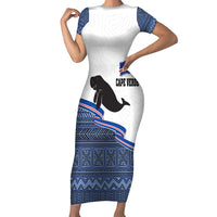 Cape Verde Manatee Family Matching Short Sleeve Bodycon Dress and Hawaiian Shirt Pattern With Flag Color - Wonder Print Shop