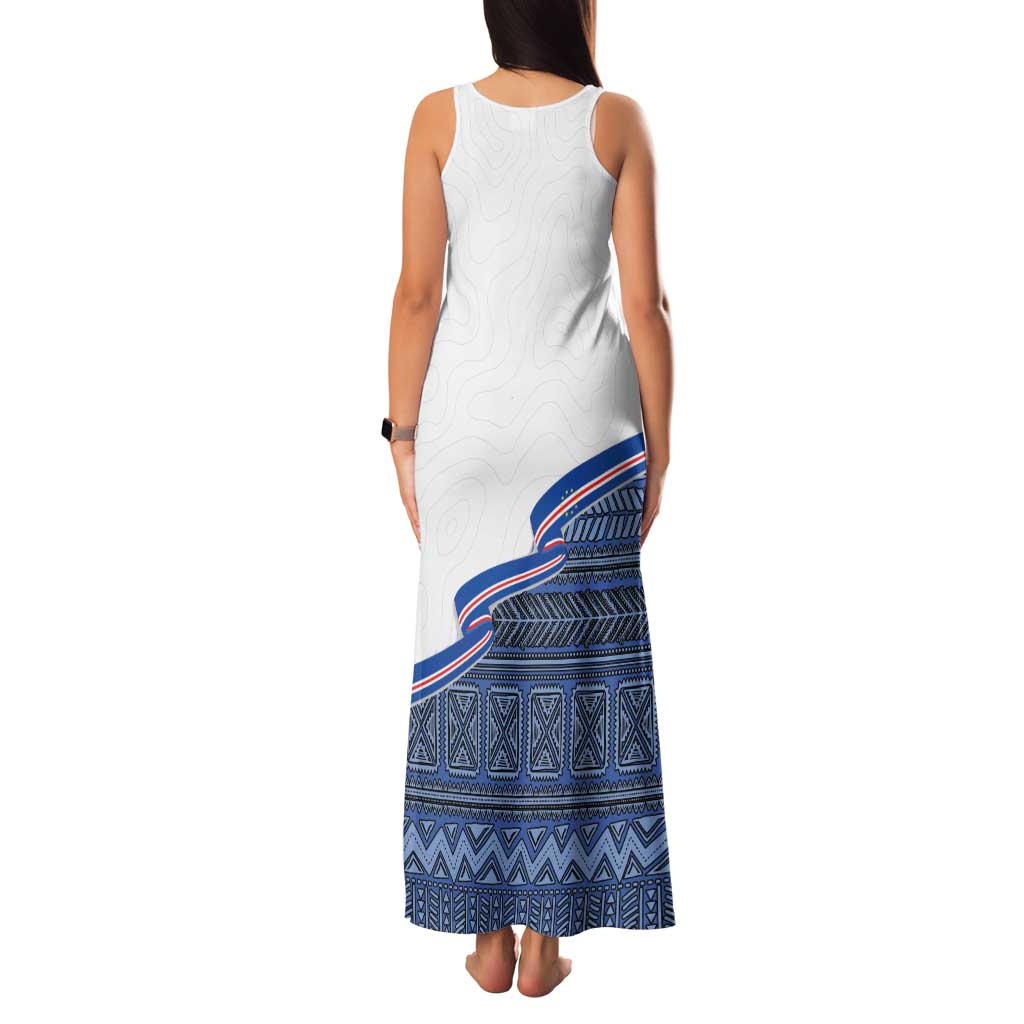 Cape Verde Manatee Family Matching Tank Maxi Dress and Hawaiian Shirt Pattern With Flag Color - Wonder Print Shop