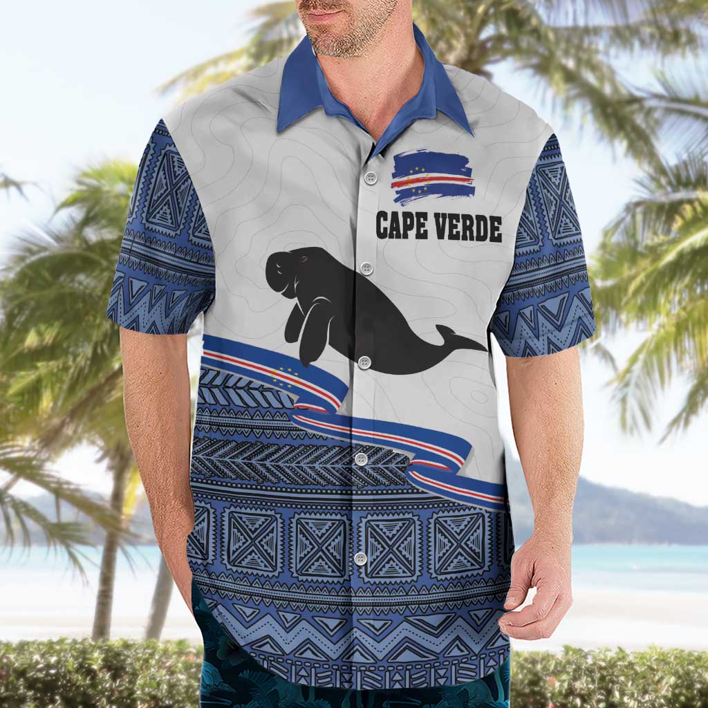 Cape Verde Manatee Hawaiian Shirt Pattern With Flag Color - Wonder Print Shop