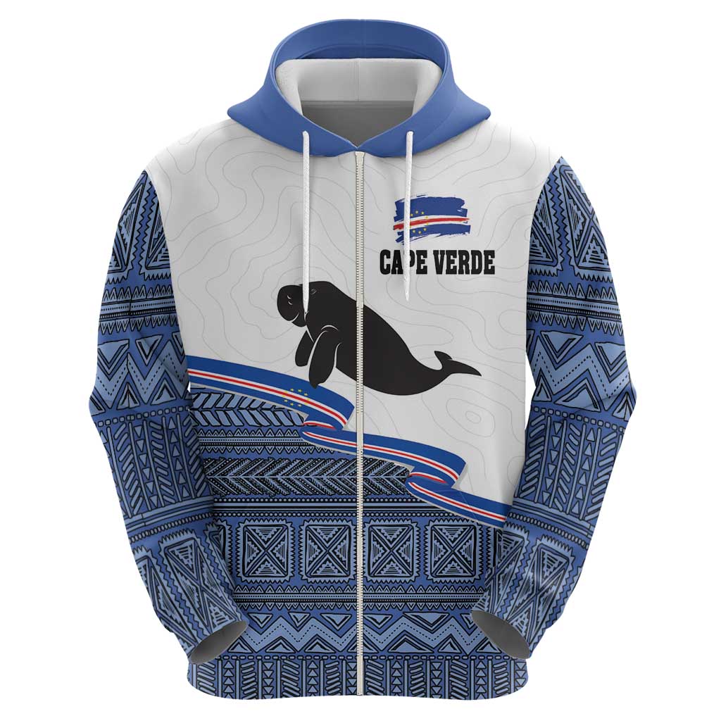 Cape Verde Manatee Hoodie Pattern With Flag Color - Wonder Print Shop