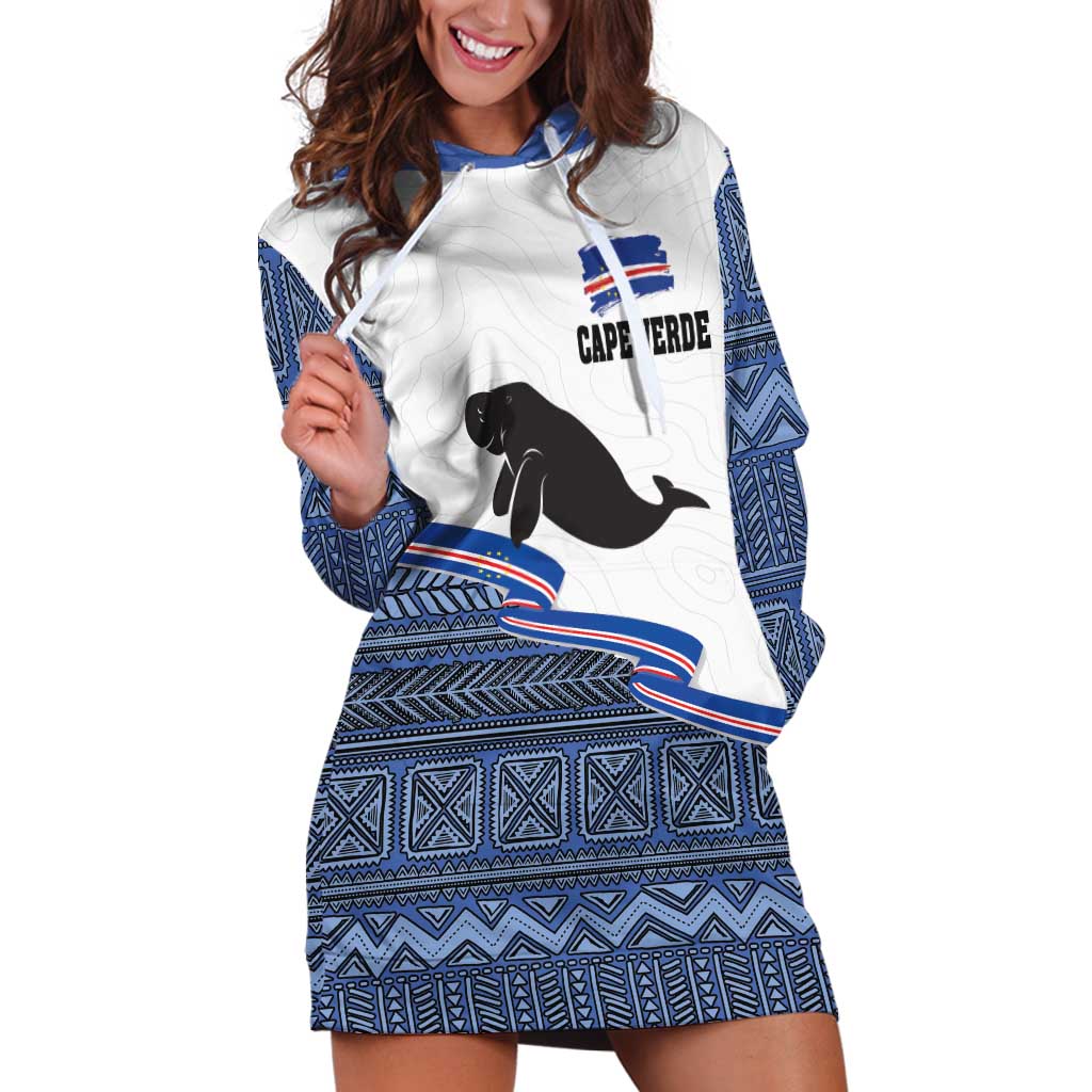 Cape Verde Manatee Hoodie Dress Pattern With Flag Color - Wonder Print Shop