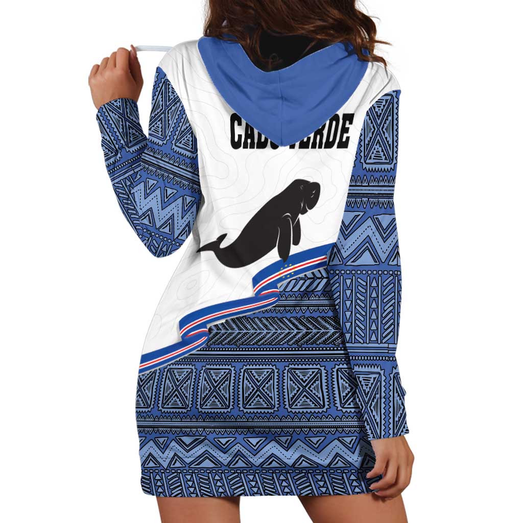 Cape Verde Manatee Hoodie Dress Pattern With Flag Color - Wonder Print Shop