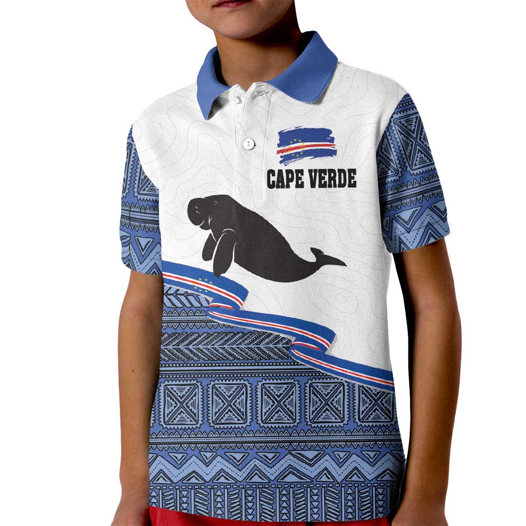 Cape Verde Manatee Kid Polo Shirt Pattern With Flag Color - Wonder Print Shop