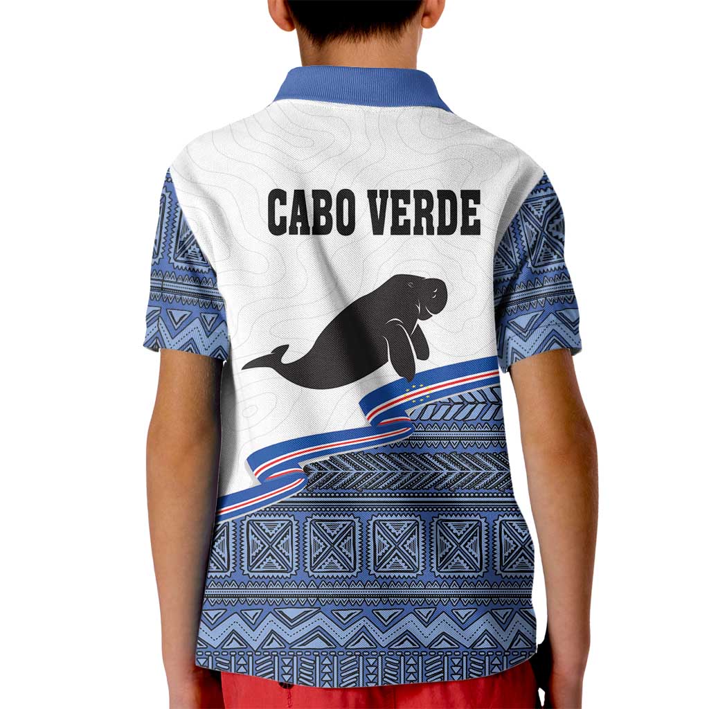Cape Verde Manatee Kid Polo Shirt Pattern With Flag Color - Wonder Print Shop