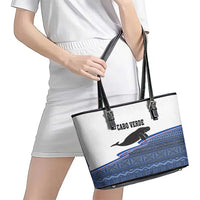 Cape Verde Manatee Leather Tote Bag Pattern With Flag Color - Wonder Print Shop