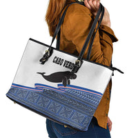 Cape Verde Manatee Leather Tote Bag Pattern With Flag Color - Wonder Print Shop