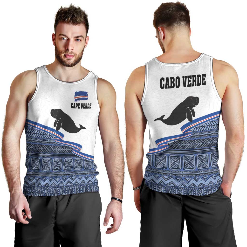 Cape Verde Manatee Men Tank Top Pattern With Flag Color - Wonder Print Shop