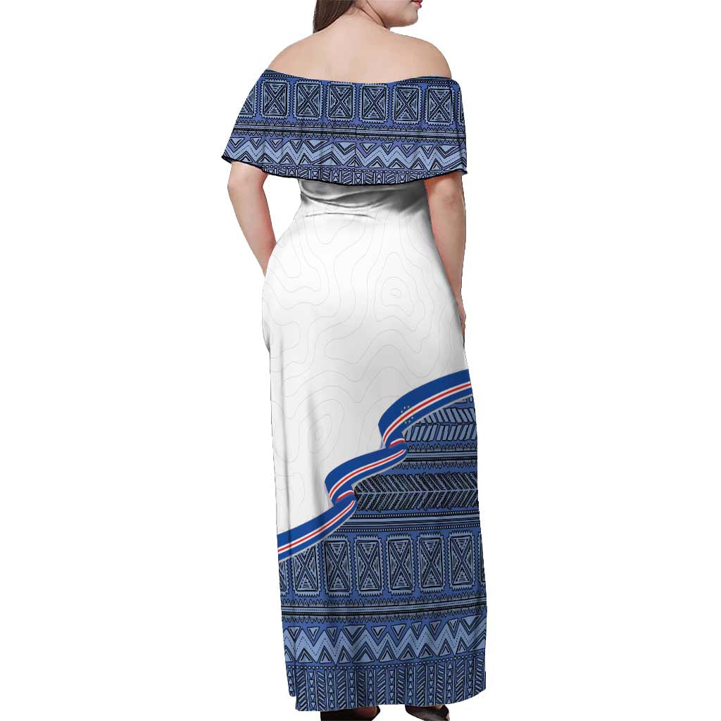 Cape Verde Manatee Off Shoulder Maxi Dress Pattern With Flag Color - Wonder Print Shop