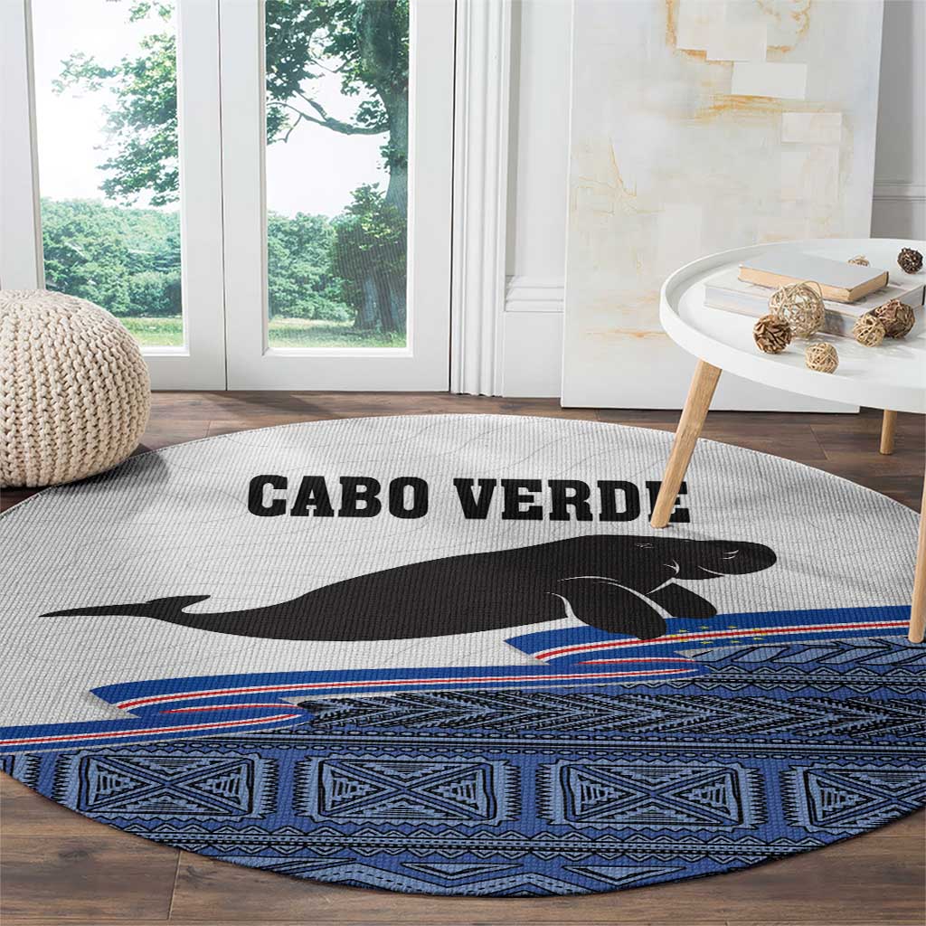 Cape Verde Manatee Round Carpet Pattern With Flag Color
