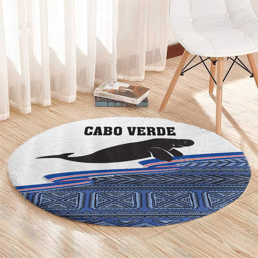 Cape Verde Manatee Round Carpet Pattern With Flag Color