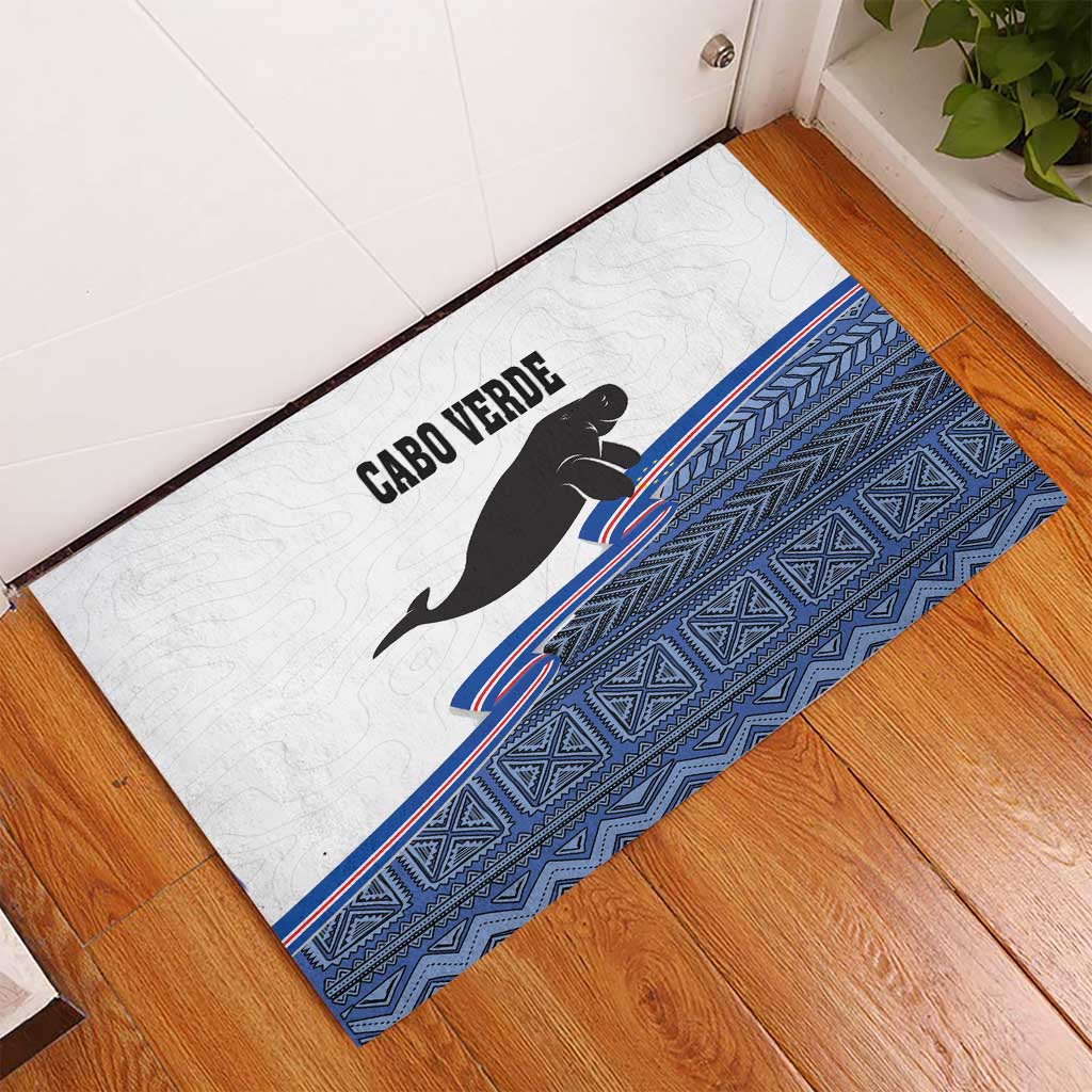 Cape Verde Manatee Rubber Doormat Pattern With Flag Color - Wonder Print Shop