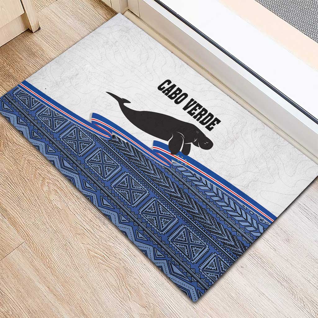 Cape Verde Manatee Rubber Doormat Pattern With Flag Color - Wonder Print Shop
