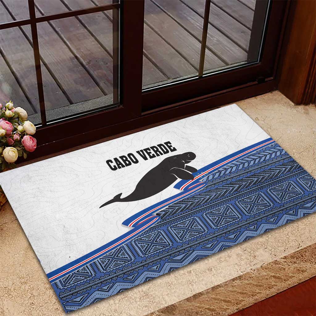 Cape Verde Manatee Rubber Doormat Pattern With Flag Color - Wonder Print Shop