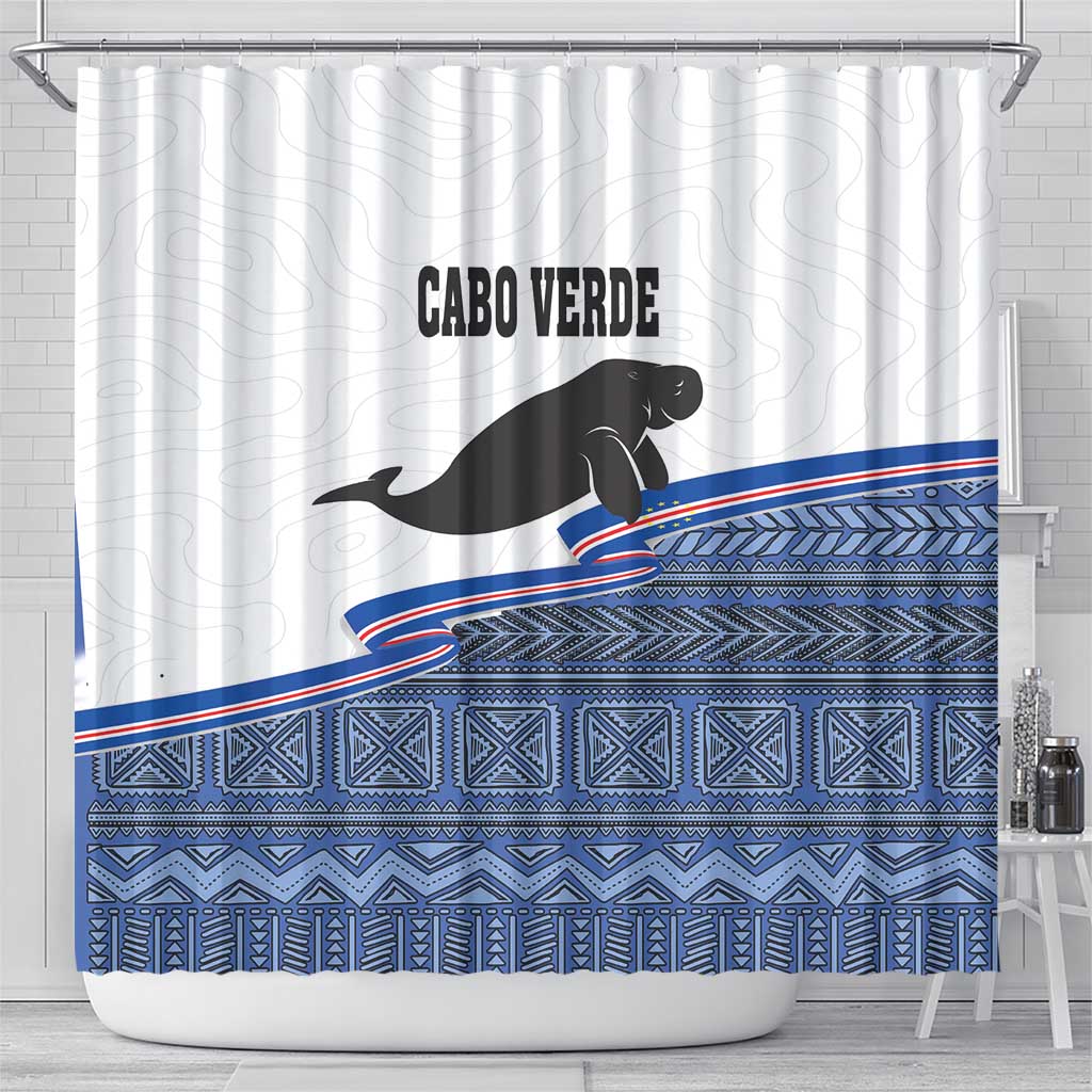 Cape Verde Manatee Shower Curtain Pattern With Flag Color