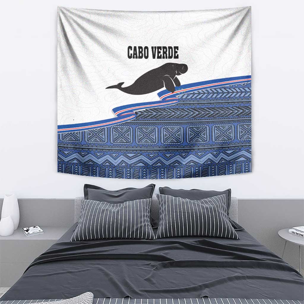 Cape Verde Manatee Tapestry Pattern With Flag Color - Wonder Print Shop
