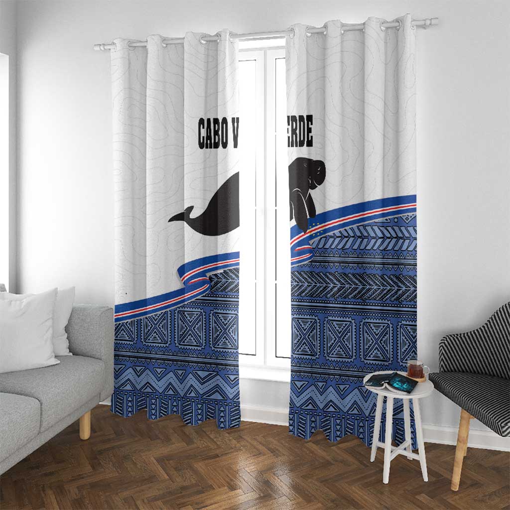 Cape Verde Manatee Window Curtain Pattern With Flag Color - Wonder Print Shop