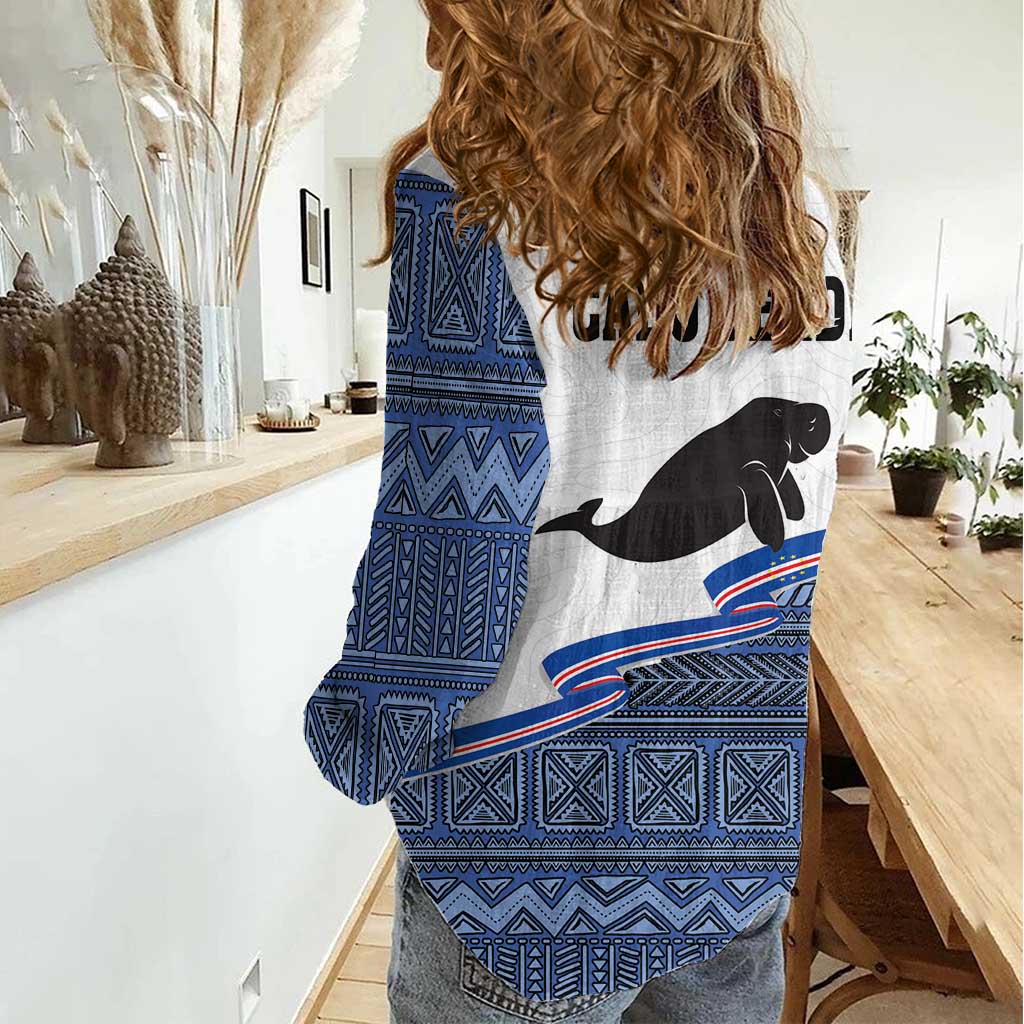 Cape Verde Manatee Women Casual Shirt Pattern With Flag Color - Wonder Print Shop