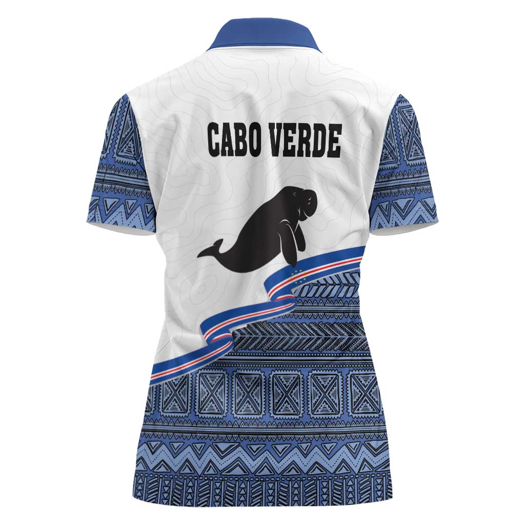 Cape Verde Manatee Women Polo Shirt Pattern With Flag Color - Wonder Print Shop