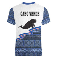 Cape Verde Manatee Women V-Neck T-Shirt Pattern With Flag Color - Wonder Print Shop