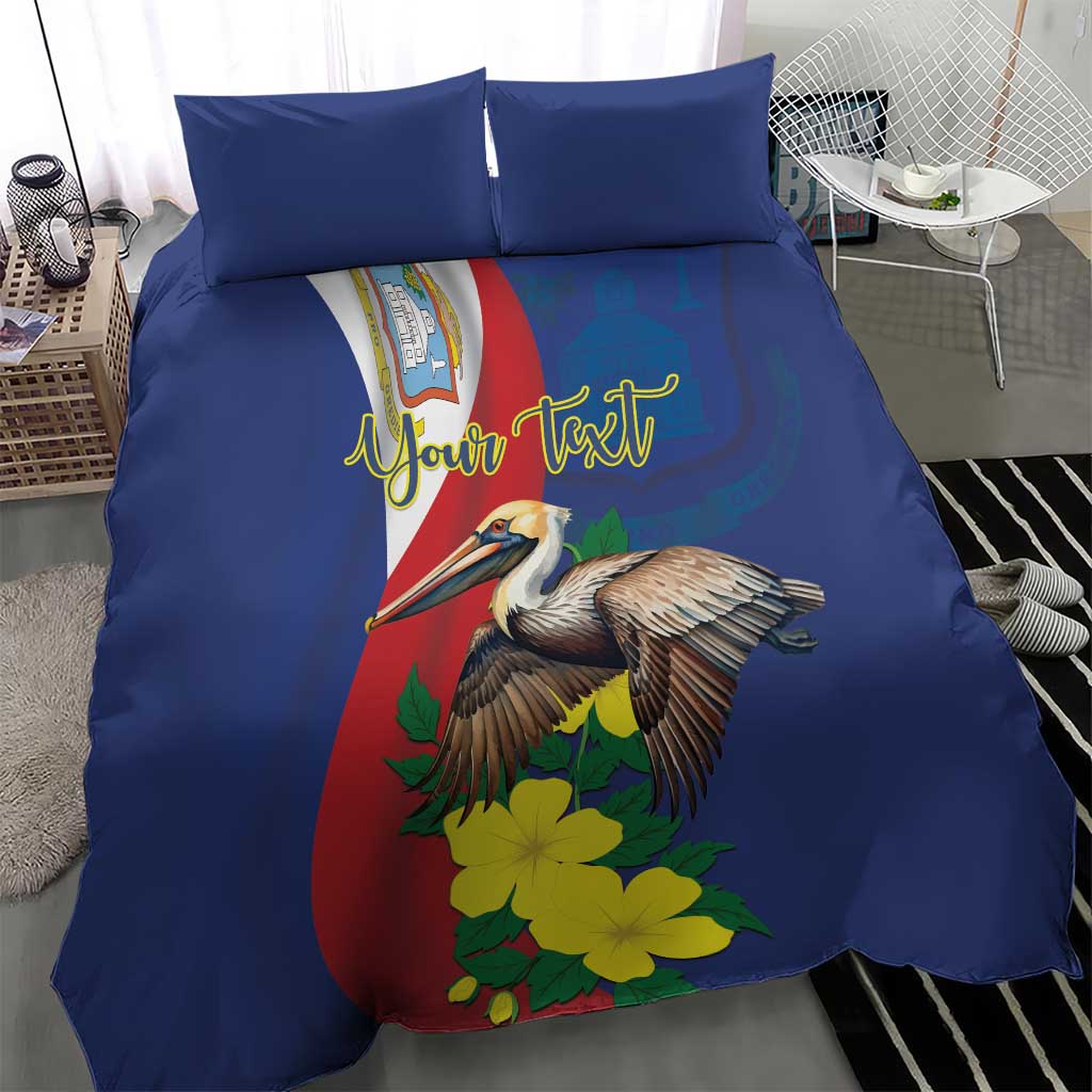Personalized Sint Maarten Flag Day Bedding Set 40th Anniversary Semper Progrediens