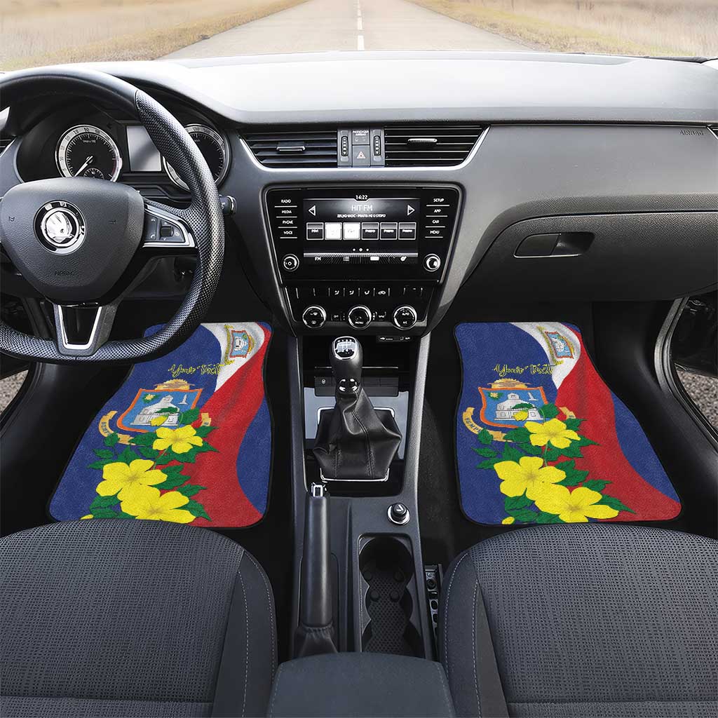 Personalized Sint Maarten Flag Day Car Mats 40th Anniversary Semper Progrediens