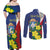 Personalized Sint Maarten Flag Day Couples Matching Off Shoulder Maxi Dress and Long Sleeve Button Shirt 40th Anniversary Semper Progrediens