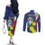 Personalized Sint Maarten Flag Day Couples Matching Off The Shoulder Long Sleeve Dress and Long Sleeve Button Shirt 40th Anniversary Semper Progrediens
