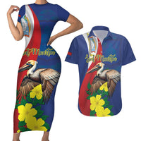 Personalized Sint Maarten Flag Day Couples Matching Short Sleeve Bodycon Dress and Hawaiian Shirt 40th Anniversary Semper Progrediens