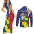 Personalized Sint Maarten Flag Day Couples Matching Short Sleeve Bodycon Dress and Long Sleeve Button Shirt 40th Anniversary Semper Progrediens