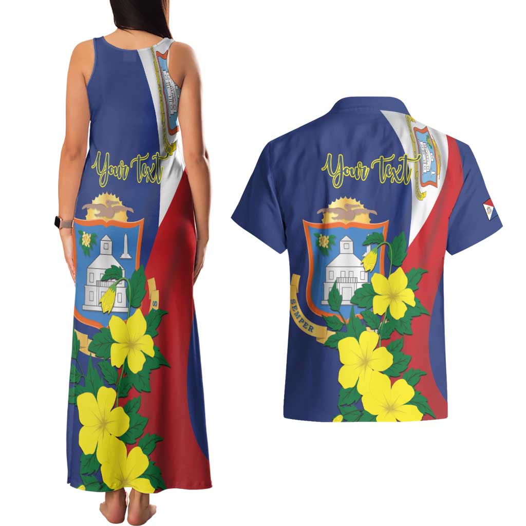 Personalized Sint Maarten Flag Day Couples Matching Tank Maxi Dress and Hawaiian Shirt 40th Anniversary Semper Progrediens