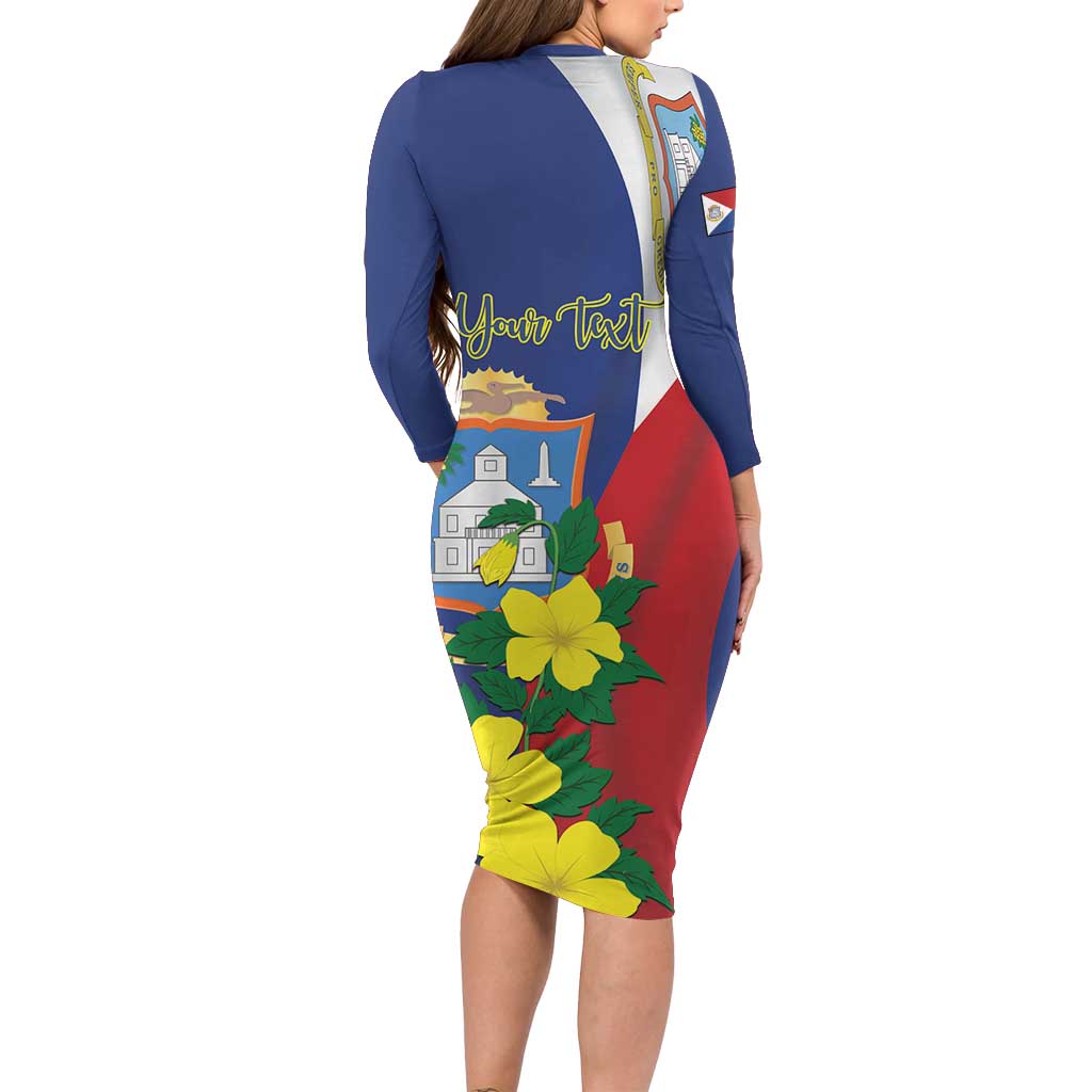 Personalized Sint Maarten Flag Day Family Matching Long Sleeve Bodycon Dress and Hawaiian Shirt 40th Anniversary Semper Progrediens