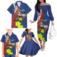Personalized Sint Maarten Flag Day Family Matching Off The Shoulder Long Sleeve Dress and Hawaiian Shirt 40th Anniversary Semper Progrediens